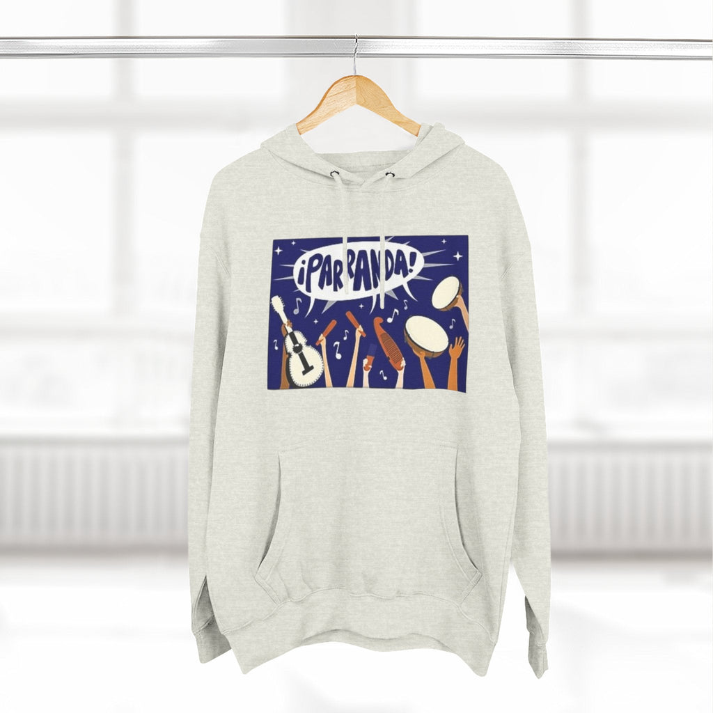 ¡Parranda! Three - Panel Fleece Hoodie | Cozy Gift for Music Lovers, Festival Wear, Lounge Hoodie, Casual Streetwear, Art - Inspired Clothing - Metamorphosis Creations