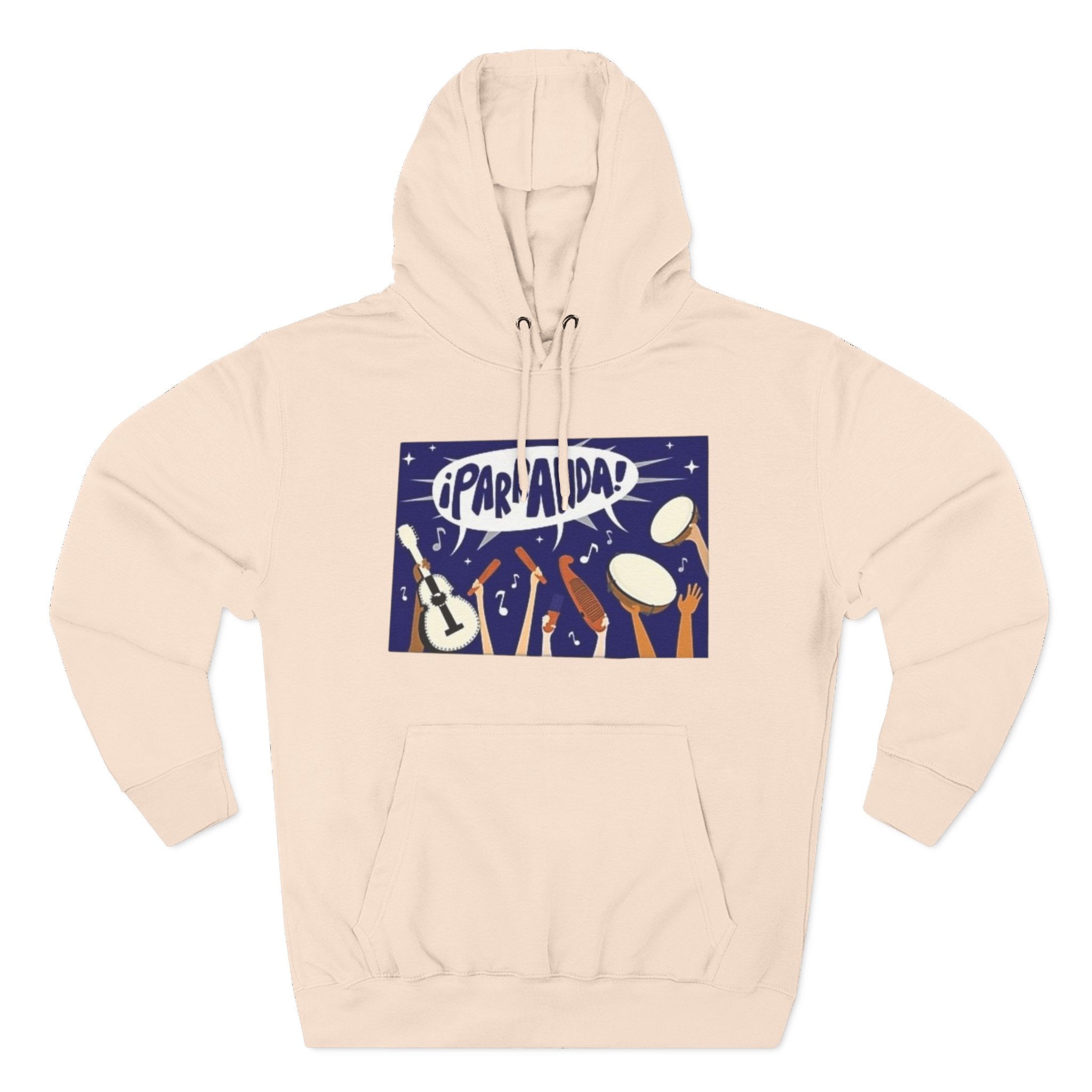 ¡Parranda! Three - Panel Fleece Hoodie | Cozy Gift for Music Lovers, Festival Wear, Lounge Hoodie, Casual Streetwear, Art - Inspired Clothing - Metamorphosis Creations