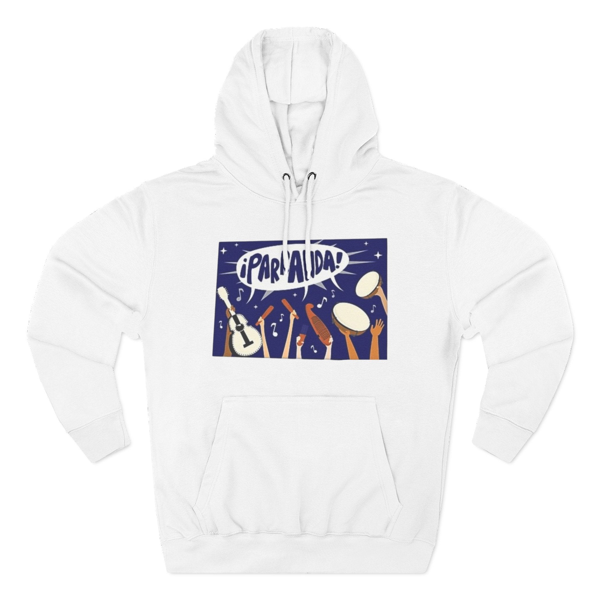 ¡Parranda! Three - Panel Fleece Hoodie | Cozy Gift for Music Lovers, Festival Wear, Lounge Hoodie, Casual Streetwear, Art - Inspired Clothing - Metamorphosis Creations