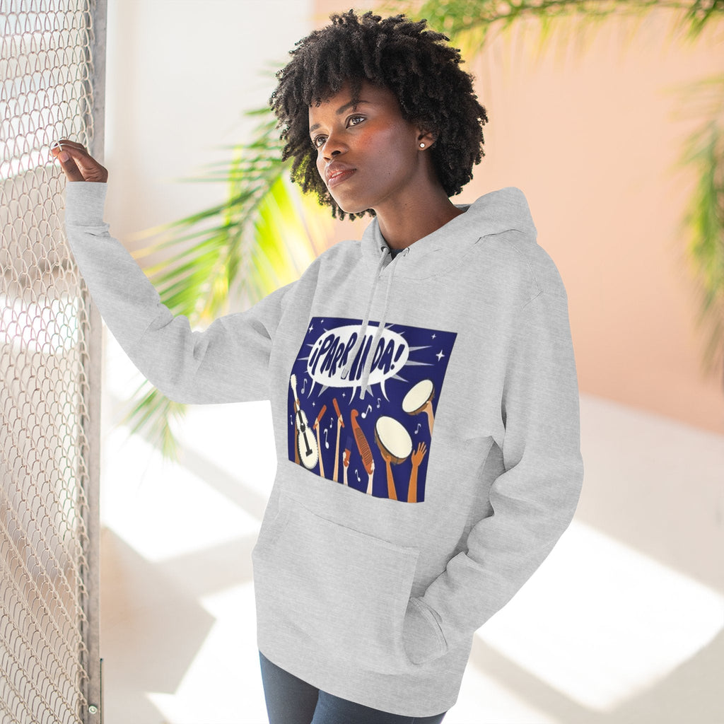 ¡Parranda! Three - Panel Fleece Hoodie | Cozy Gift for Music Lovers, Festival Wear, Lounge Hoodie, Casual Streetwear, Art - Inspired Clothing - Metamorphosis Creations