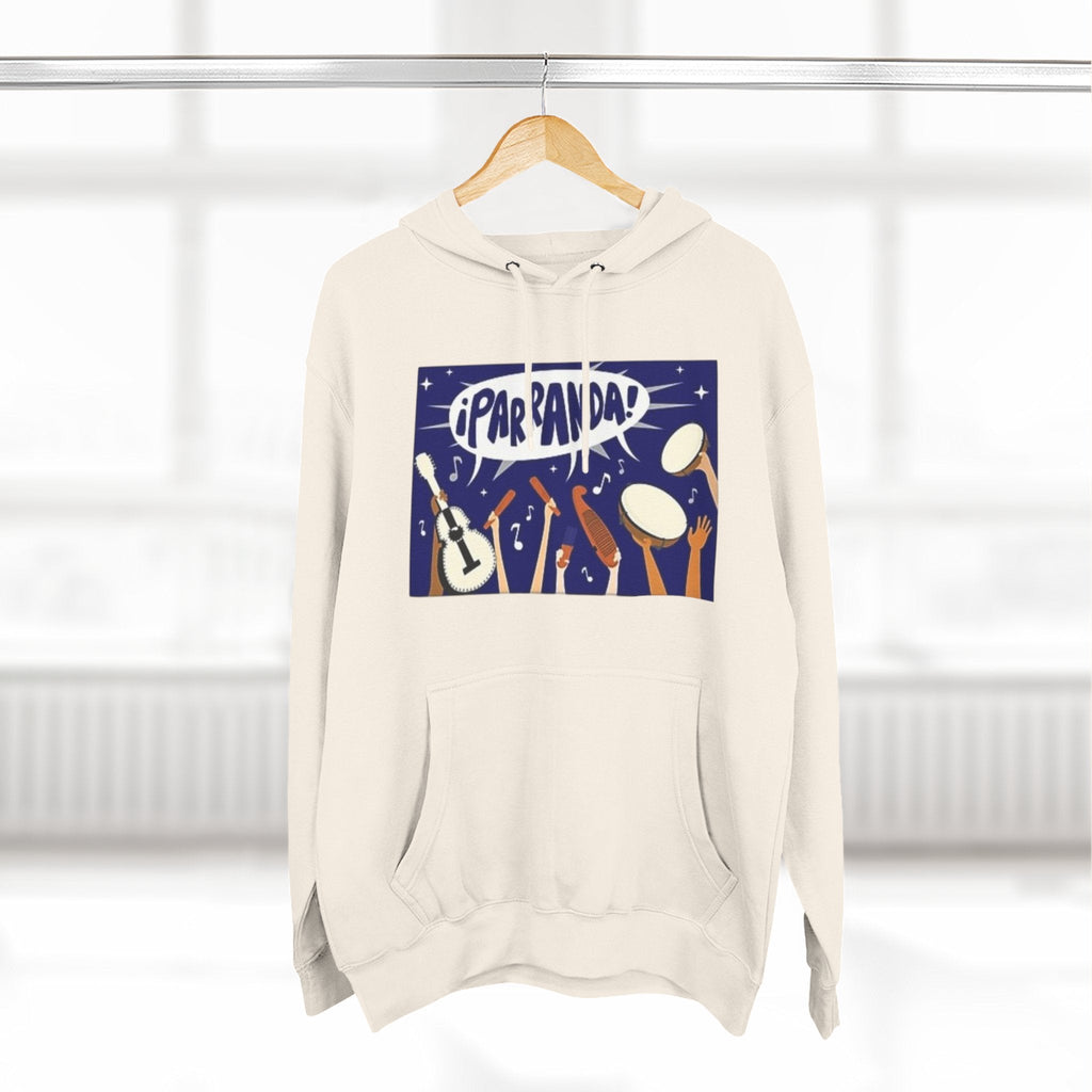 ¡Parranda! Three - Panel Fleece Hoodie | Cozy Gift for Music Lovers, Festival Wear, Lounge Hoodie, Casual Streetwear, Art - Inspired Clothing - Metamorphosis Creations