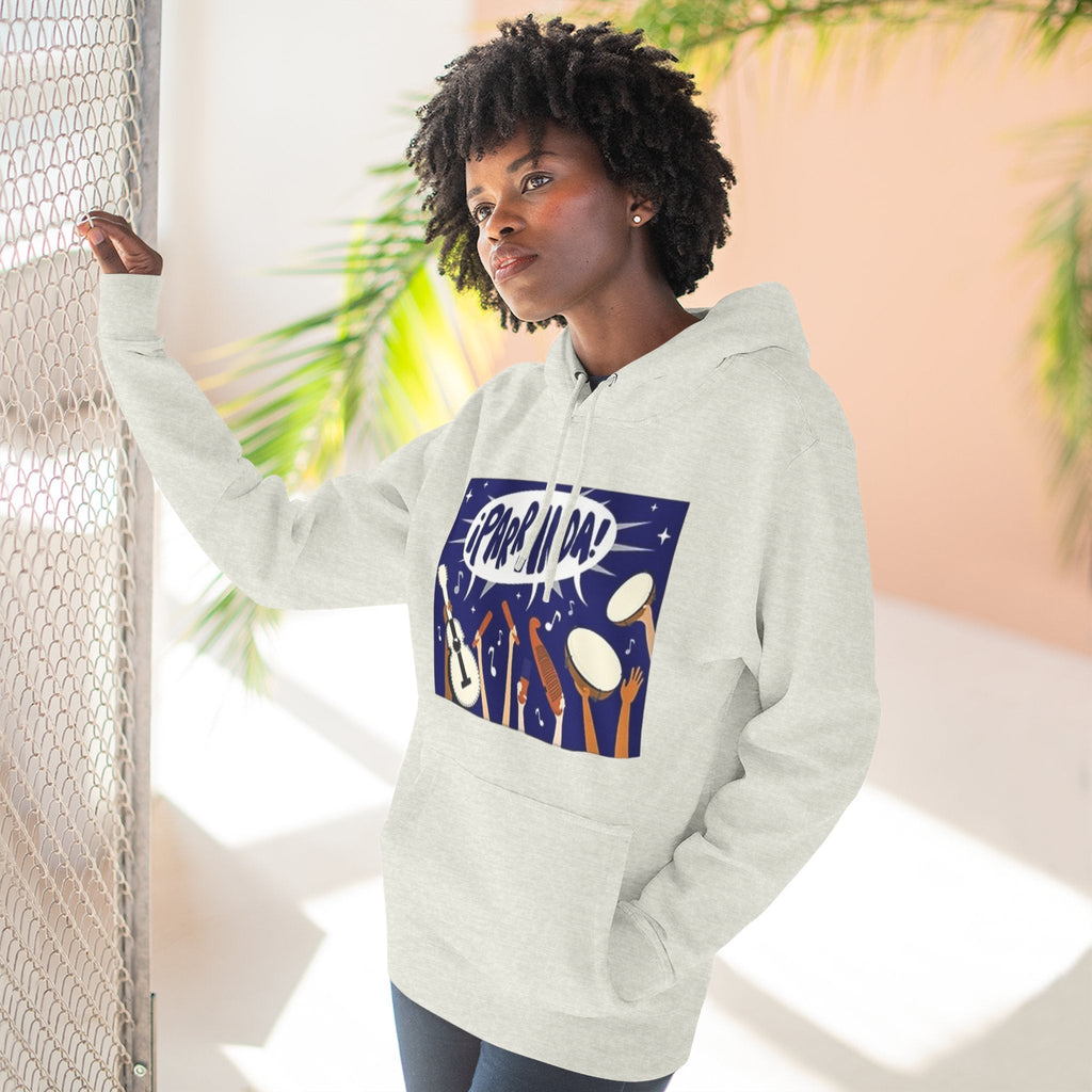 ¡Parranda! Three - Panel Fleece Hoodie | Cozy Gift for Music Lovers, Festival Wear, Lounge Hoodie, Casual Streetwear, Art - Inspired Clothing - Metamorphosis Creations