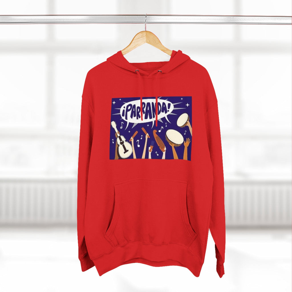 ¡Parranda! Three - Panel Fleece Hoodie | Cozy Gift for Music Lovers, Festival Wear, Lounge Hoodie, Casual Streetwear, Art - Inspired Clothing - Metamorphosis Creations