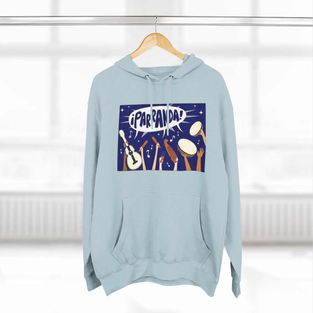 ¡Parranda! Three - Panel Fleece Hoodie | Cozy Gift for Music Lovers, Festival Wear, Lounge Hoodie, Casual Streetwear, Art - Inspired Clothing - Metamorphosis Creations