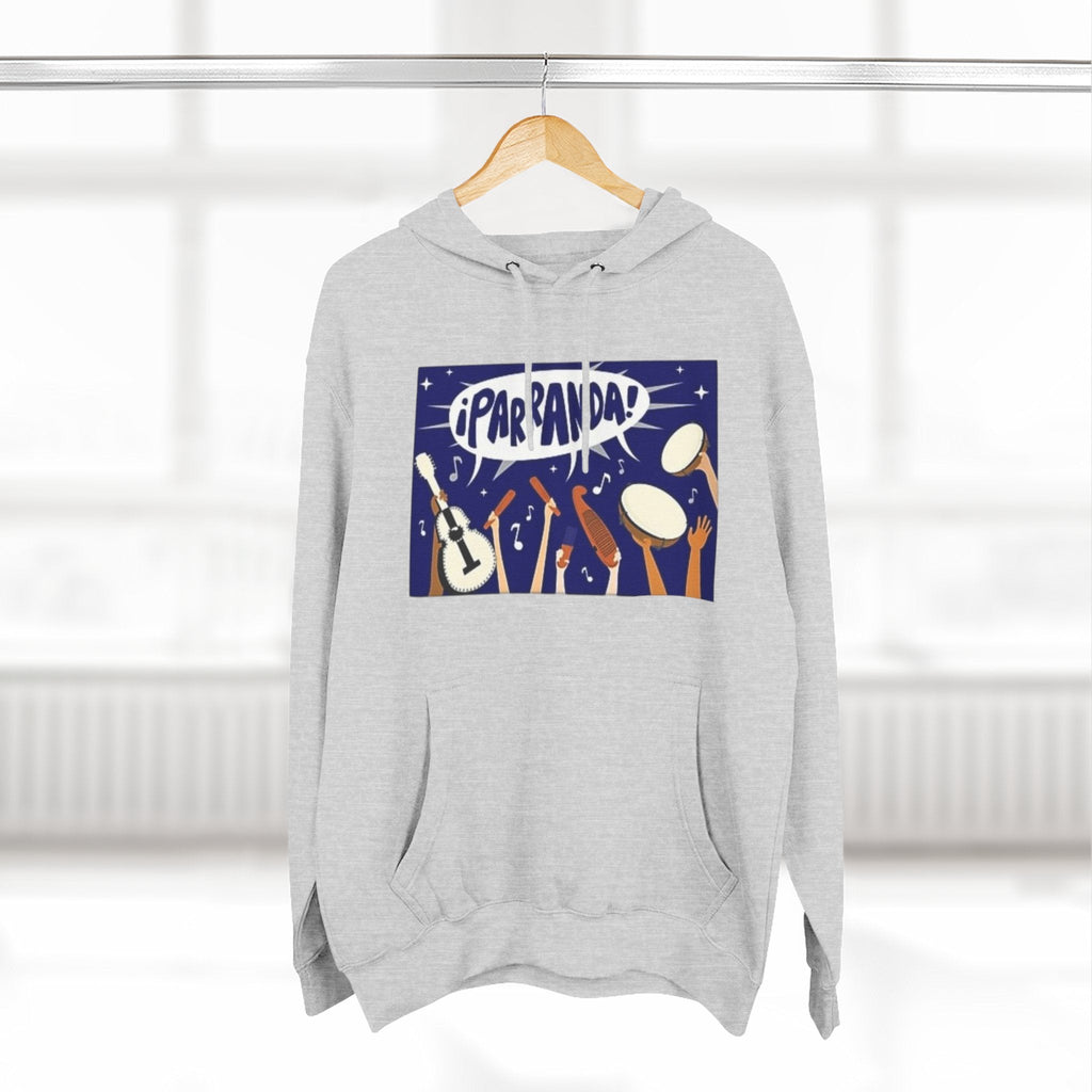 ¡Parranda! Three - Panel Fleece Hoodie | Cozy Gift for Music Lovers, Festival Wear, Lounge Hoodie, Casual Streetwear, Art - Inspired Clothing - Metamorphosis Creations