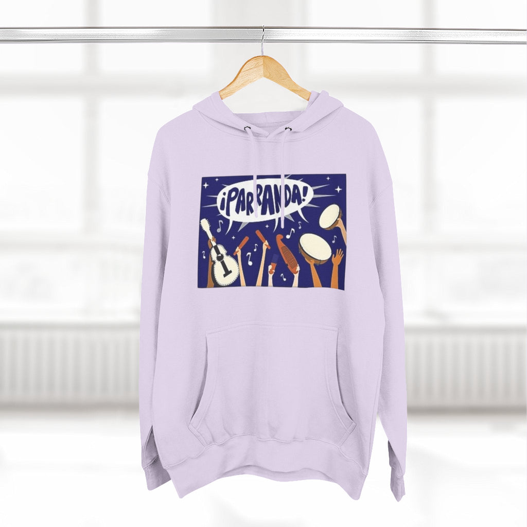 ¡Parranda! Three - Panel Fleece Hoodie | Cozy Gift for Music Lovers, Festival Wear, Lounge Hoodie, Casual Streetwear, Art - Inspired Clothing - Metamorphosis Creations