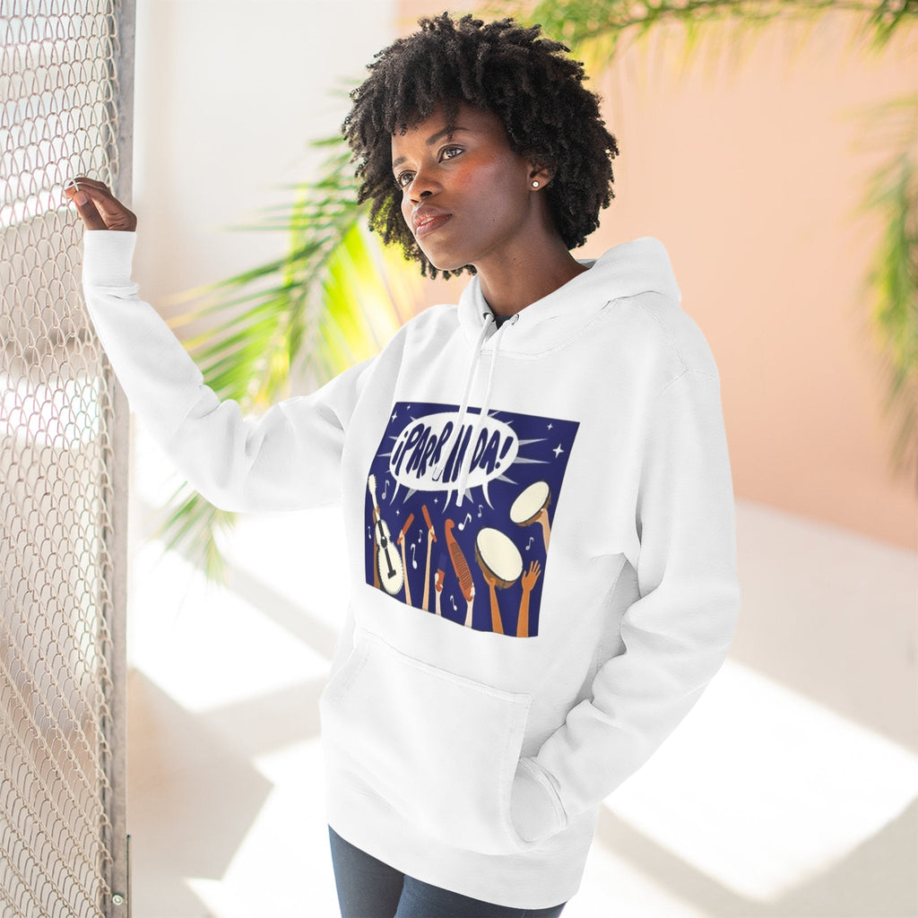 ¡Parranda! Three - Panel Fleece Hoodie | Cozy Gift for Music Lovers, Festival Wear, Lounge Hoodie, Casual Streetwear, Art - Inspired Clothing - Metamorphosis Creations