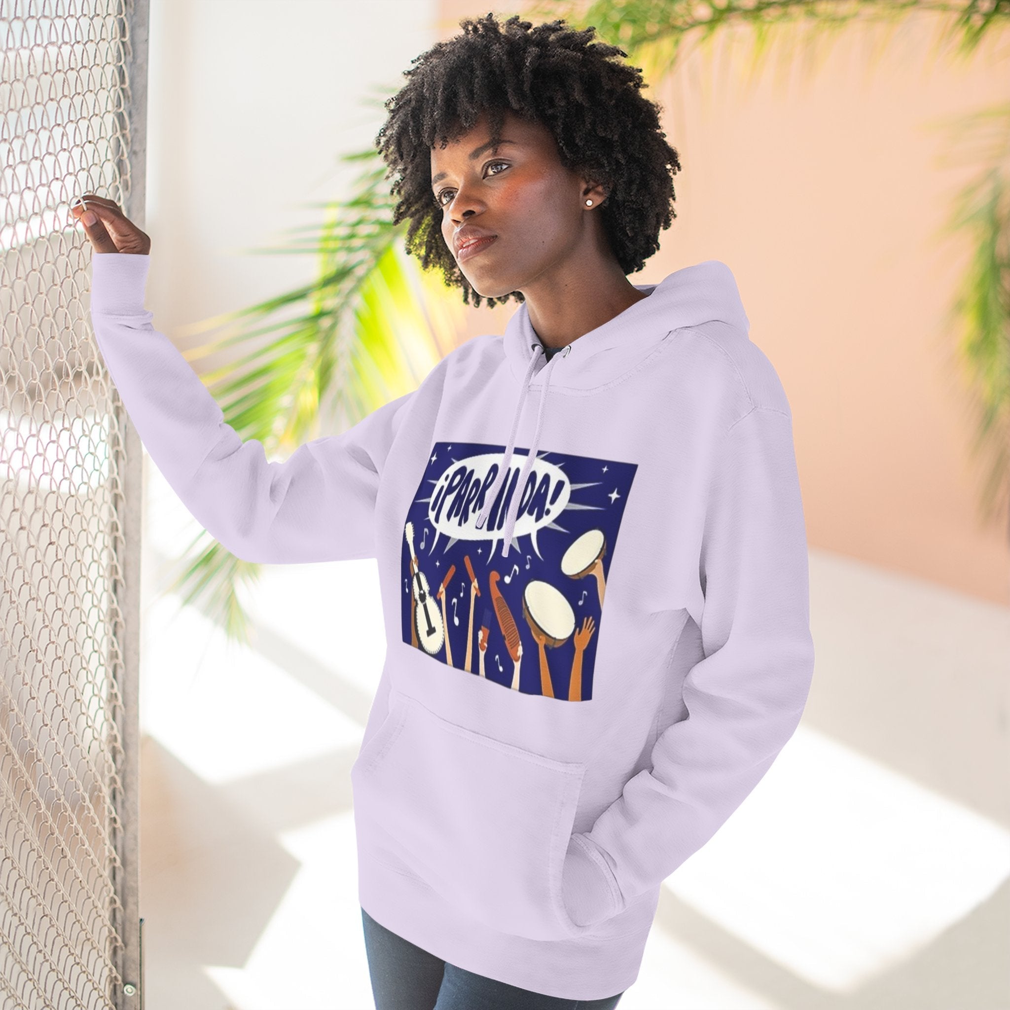 ¡Parranda! Three - Panel Fleece Hoodie | Cozy Gift for Music Lovers, Festival Wear, Lounge Hoodie, Casual Streetwear, Art - Inspired Clothing - Metamorphosis Creations