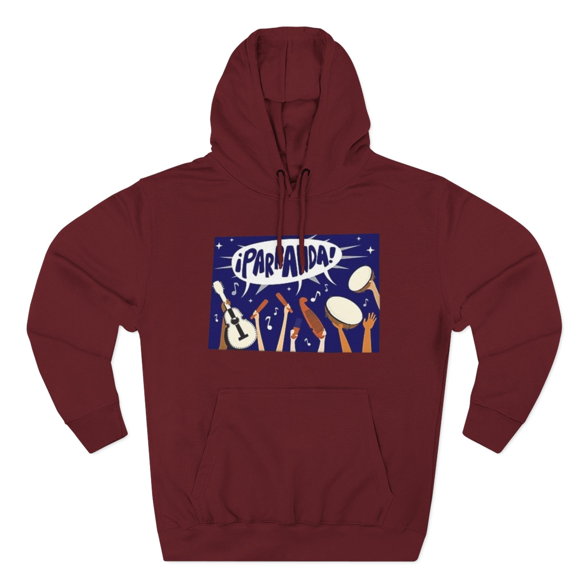 ¡Parranda! Three - Panel Fleece Hoodie | Cozy Gift for Music Lovers, Festival Wear, Lounge Hoodie, Casual Streetwear, Art - Inspired Clothing - Metamorphosis Creations
