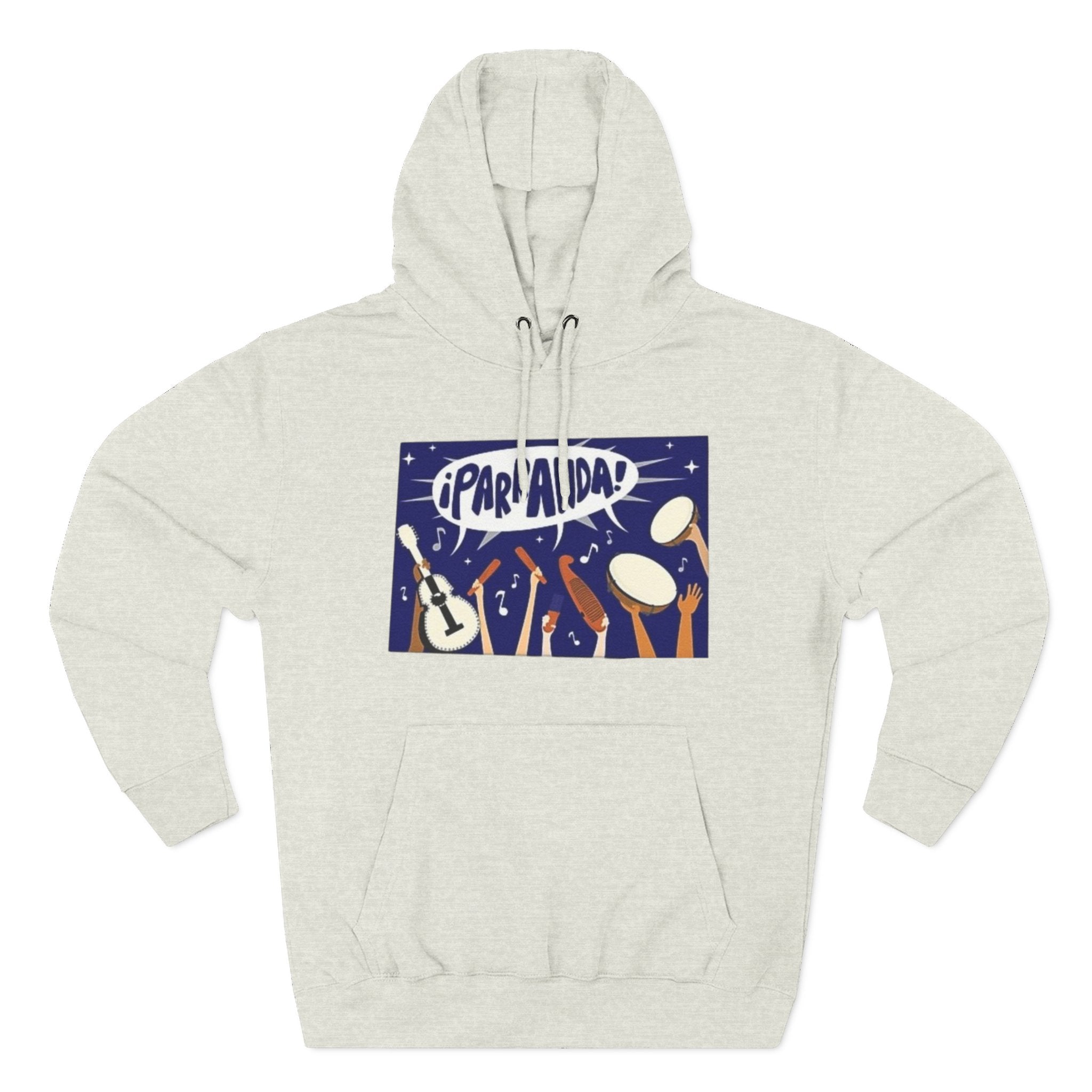 ¡Parranda! Three - Panel Fleece Hoodie | Cozy Gift for Music Lovers, Festival Wear, Lounge Hoodie, Casual Streetwear, Art - Inspired Clothing - Metamorphosis Creations
