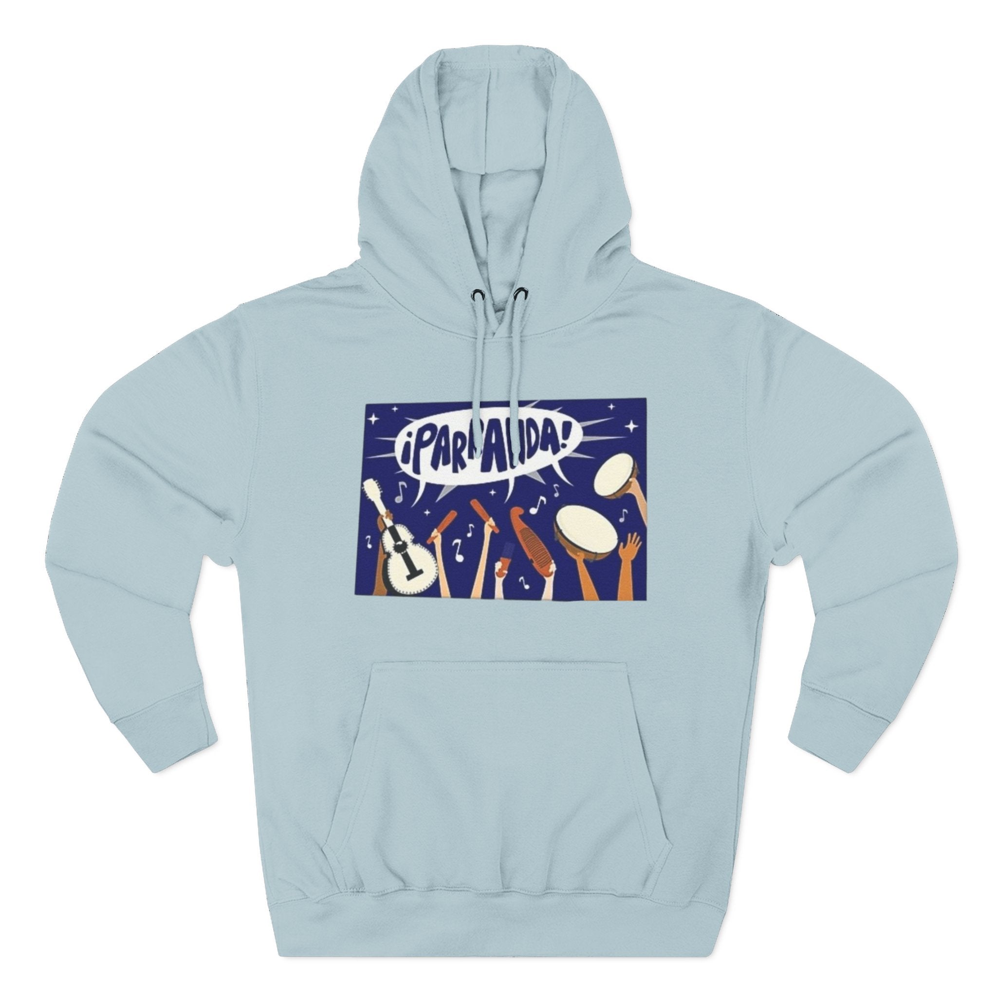 ¡Parranda! Three - Panel Fleece Hoodie | Cozy Gift for Music Lovers, Festival Wear, Lounge Hoodie, Casual Streetwear, Art - Inspired Clothing - Metamorphosis Creations