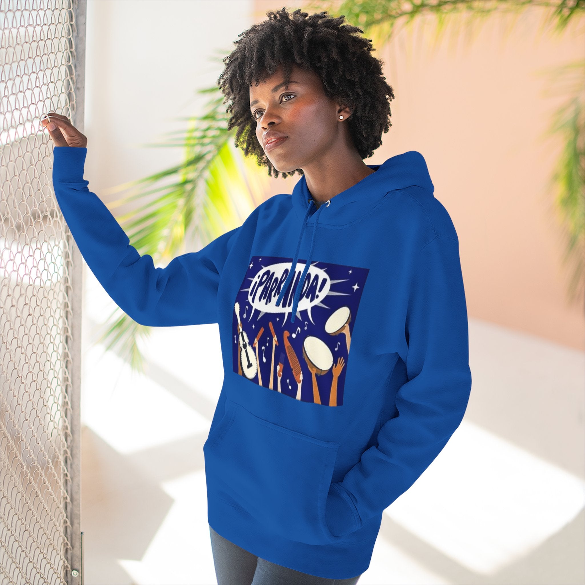 ¡Parranda! Three - Panel Fleece Hoodie | Cozy Gift for Music Lovers, Festival Wear, Lounge Hoodie, Casual Streetwear, Art - Inspired Clothing - Metamorphosis Creations