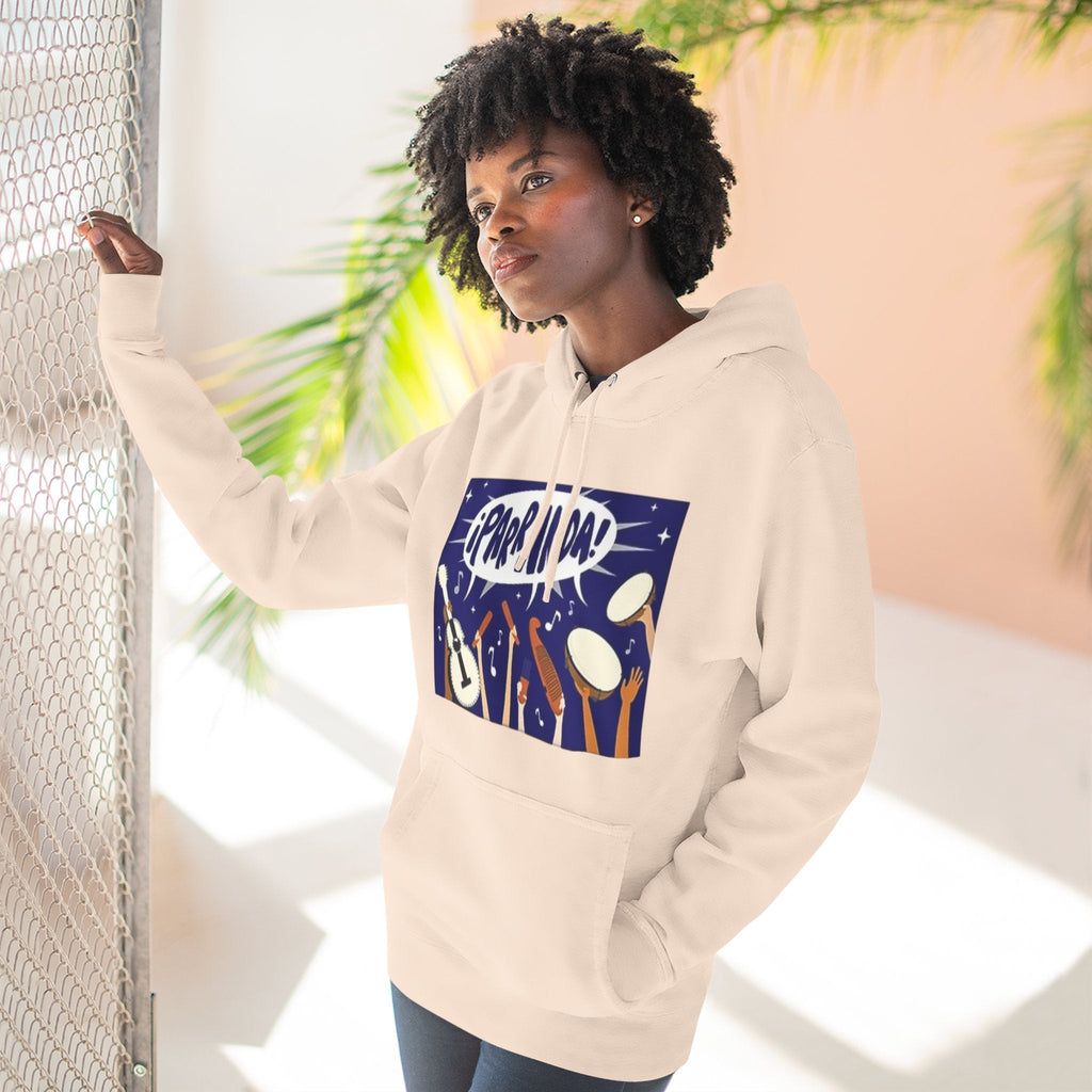 ¡Parranda! Three - Panel Fleece Hoodie | Cozy Gift for Music Lovers, Festival Wear, Lounge Hoodie, Casual Streetwear, Art - Inspired Clothing - Metamorphosis Creations