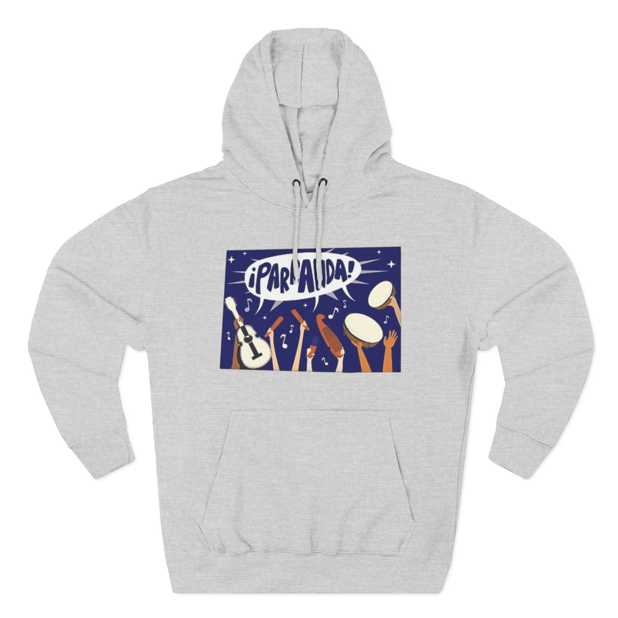 ¡Parranda! Three - Panel Fleece Hoodie | Cozy Gift for Music Lovers, Festival Wear, Lounge Hoodie, Casual Streetwear, Art - Inspired Clothing - Metamorphosis Creations
