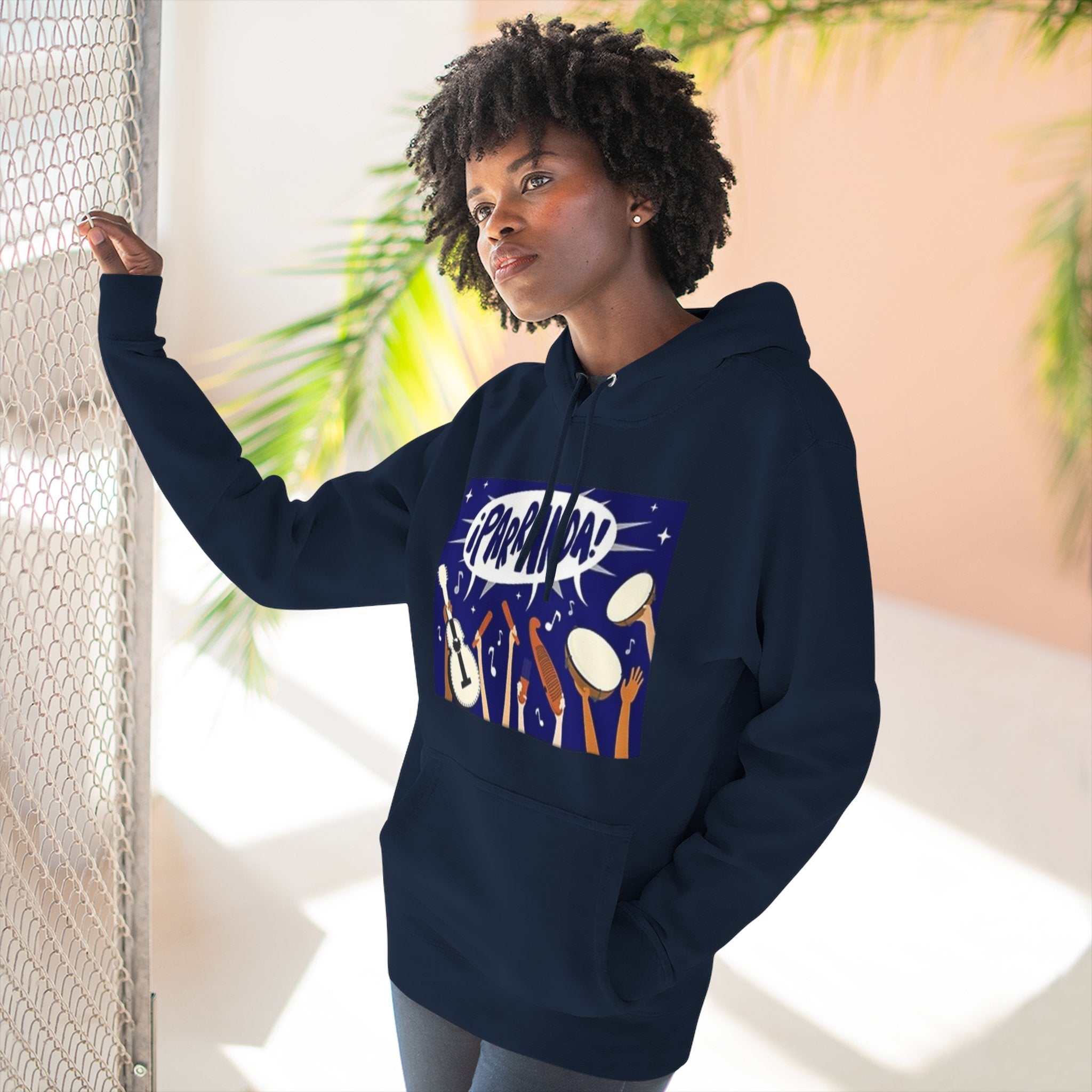 ¡Parranda! Three - Panel Fleece Hoodie | Cozy Gift for Music Lovers, Festival Wear, Lounge Hoodie, Casual Streetwear, Art - Inspired Clothing - Metamorphosis Creations