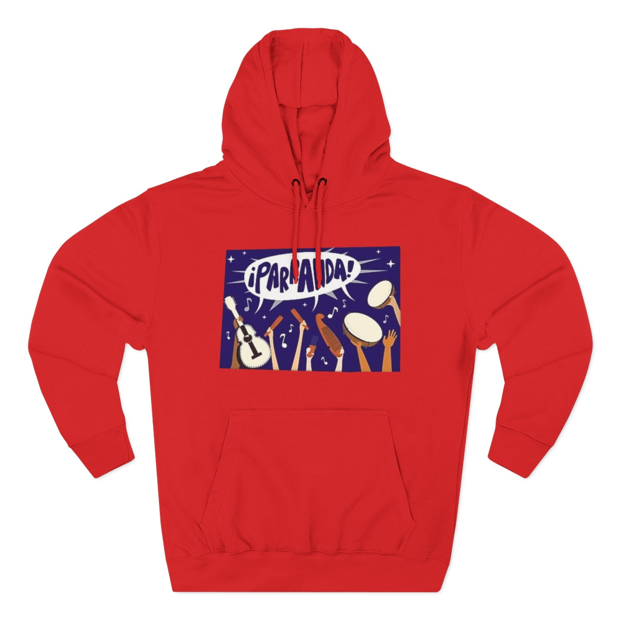 ¡Parranda! Three - Panel Fleece Hoodie | Cozy Gift for Music Lovers, Festival Wear, Lounge Hoodie, Casual Streetwear, Art - Inspired Clothing - Metamorphosis Creations