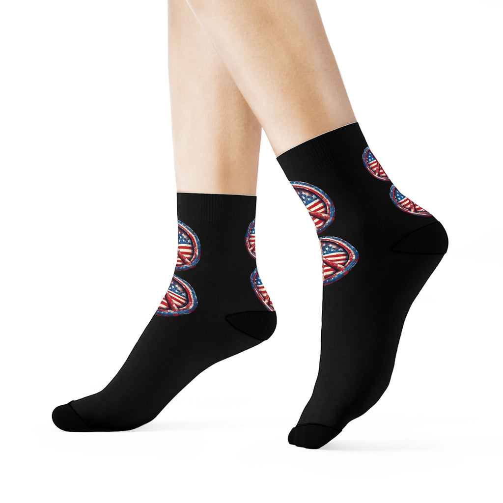 Patriotic Crew Socks with Tree Design, Comfortable Socks for Men and Women, Perfect for Independence Day and Casual Wear - Metamorphosis Creations