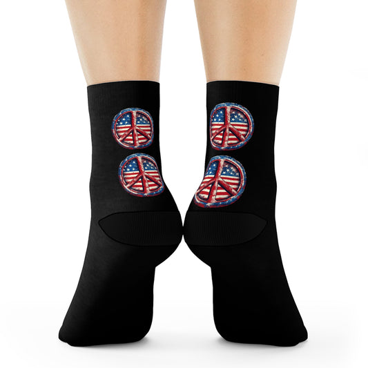 Patriotic Crew Socks with Tree Design, Comfortable Socks for Men and Women, Perfect for Independence Day and Casual Wear - Metamorphosis Creations