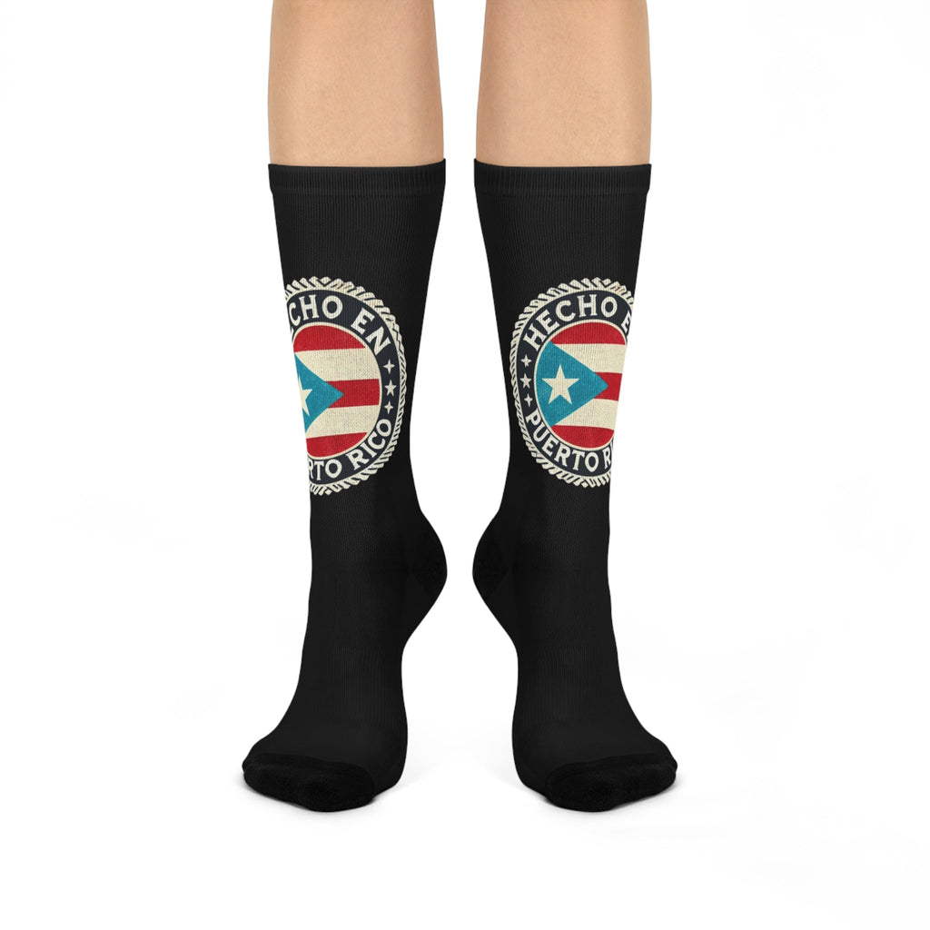 Patriotic Cushioned Crew Socks, Puerto Rico Pride Socks, Cozy Socks for Everyday Wear, Gift for Puerto Rican Celebration, Comfortable Socks - Metamorphosis Creations
