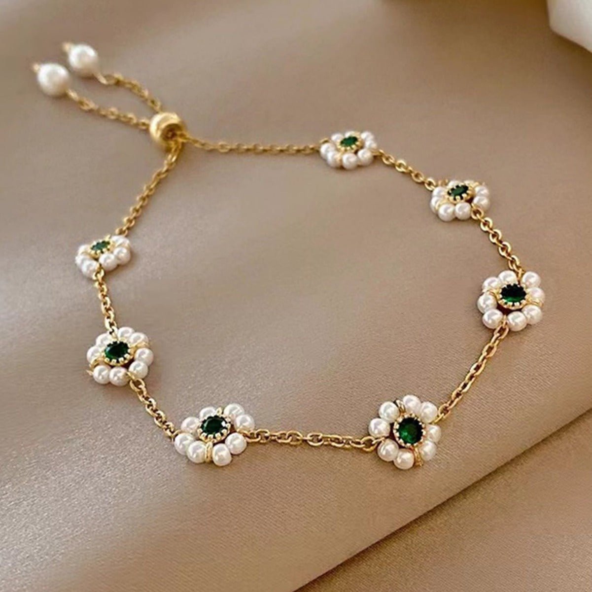 Pearl Flowers Bracelet All - match Fashion Adjustable Chain Bracelet - Metamorphosis Creations