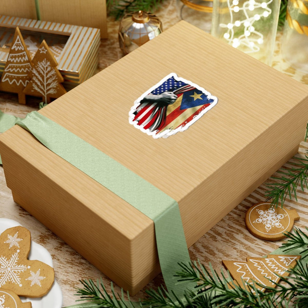 PR Proud from Here, Rooted Over There Patriotic Kiss - Cut Stickers, American Pride Decor, Political Accessories, Flag - themed Gifts, Celebratory Stickers - Metamorphosis Creations