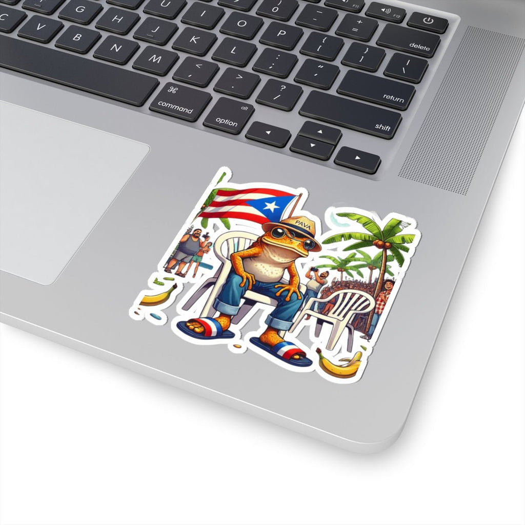 PR Stick Your Pride Anywhere Tropical Frog Kiss - Cut Stickers | Fun Decor for Laptops, Water Bottles, Journals, Summer Vibes, Puerto Rican Culture - Metamorphosis Creations