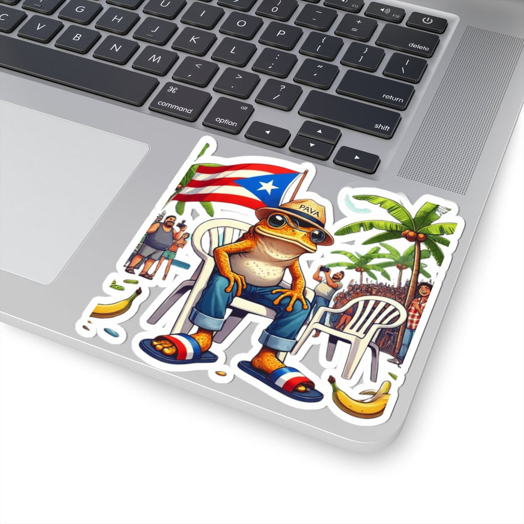 PR Stick Your Pride Anywhere Tropical Frog Kiss - Cut Stickers | Fun Decor for Laptops, Water Bottles, Journals, Summer Vibes, Puerto Rican Culture - Metamorphosis Creations