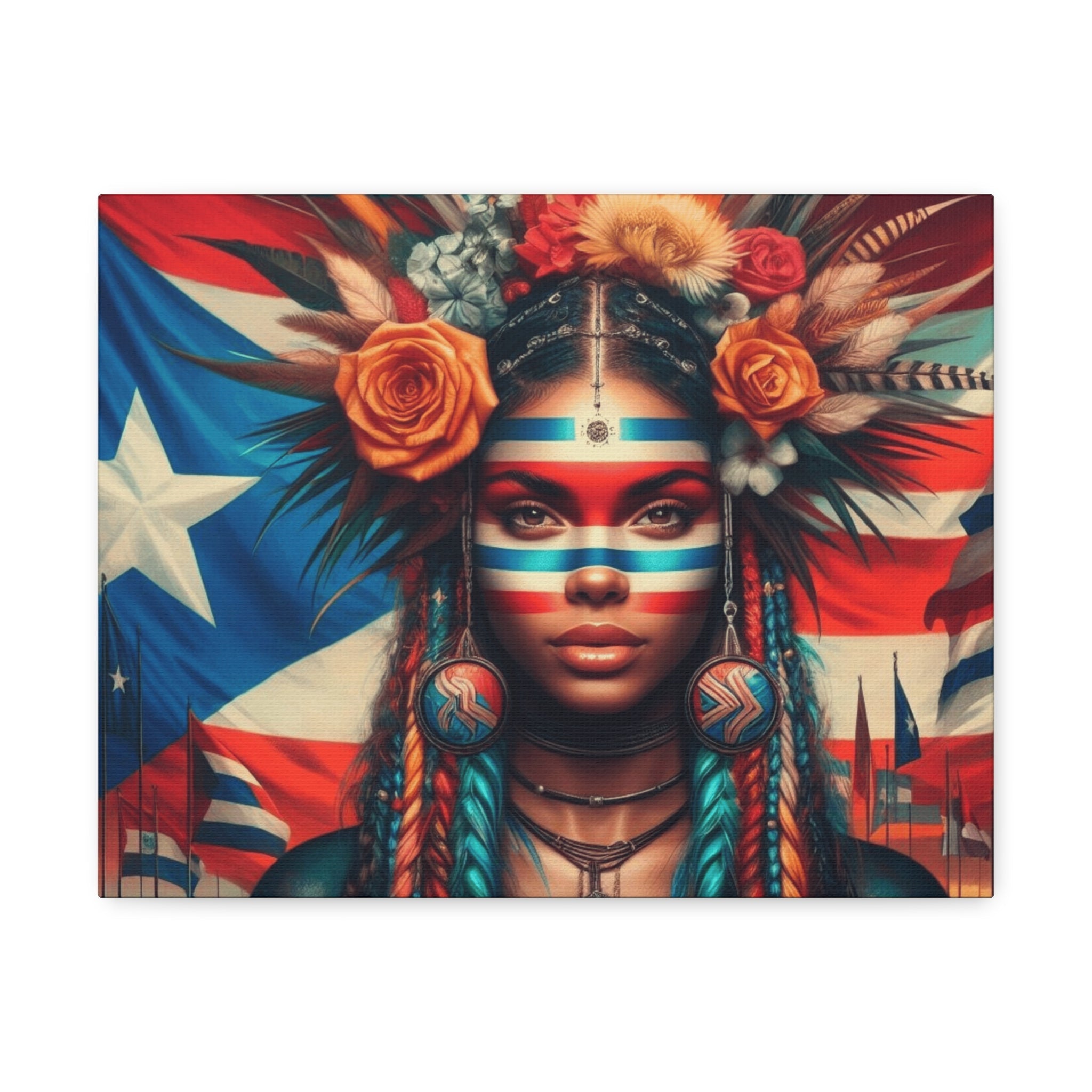 Pride Canvas Art featuring Afro - Latino and Puerto Rican Celebrate Identity, Honor Heritage Bohemian Home Decor, Afrocentric Wall Art, Ethnic Flag Painting - Metamorphosis Creations