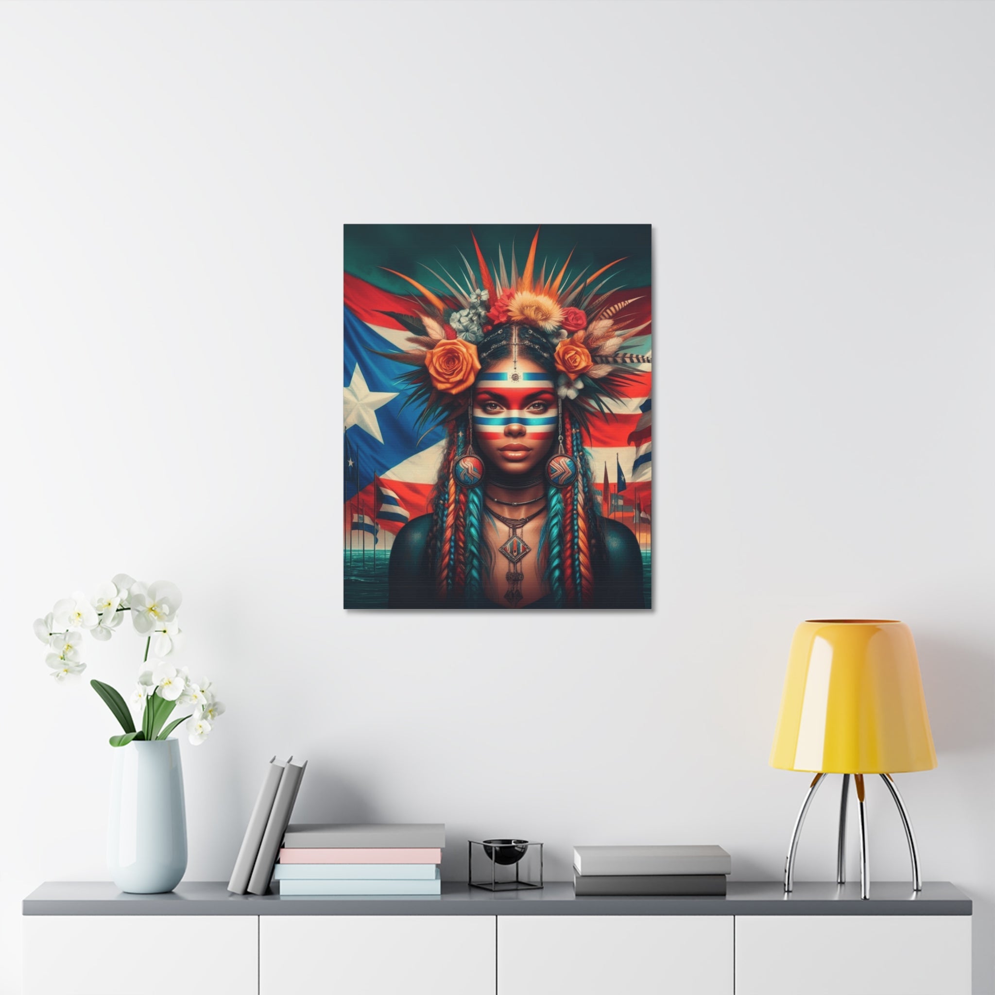 Pride Canvas Art featuring Afro - Latino and Puerto Rican Celebrate Identity, Honor Heritage Bohemian Home Decor, Afrocentric Wall Art, Ethnic Flag Painting - Metamorphosis Creations