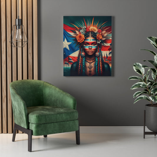 Pride Canvas Art featuring Afro - Latino and Puerto Rican Celebrate Identity, Honor Heritage Bohemian Home Decor, Afrocentric Wall Art, Ethnic Flag Painting - Metamorphosis Creations
