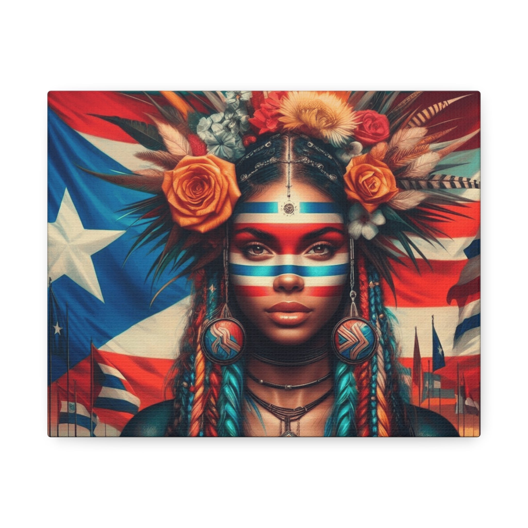 Pride Canvas Art featuring Afro - Latino and Puerto Rican Celebrate Identity, Honor Heritage Bohemian Home Decor, Afrocentric Wall Art, Ethnic Flag Painting - Metamorphosis Creations