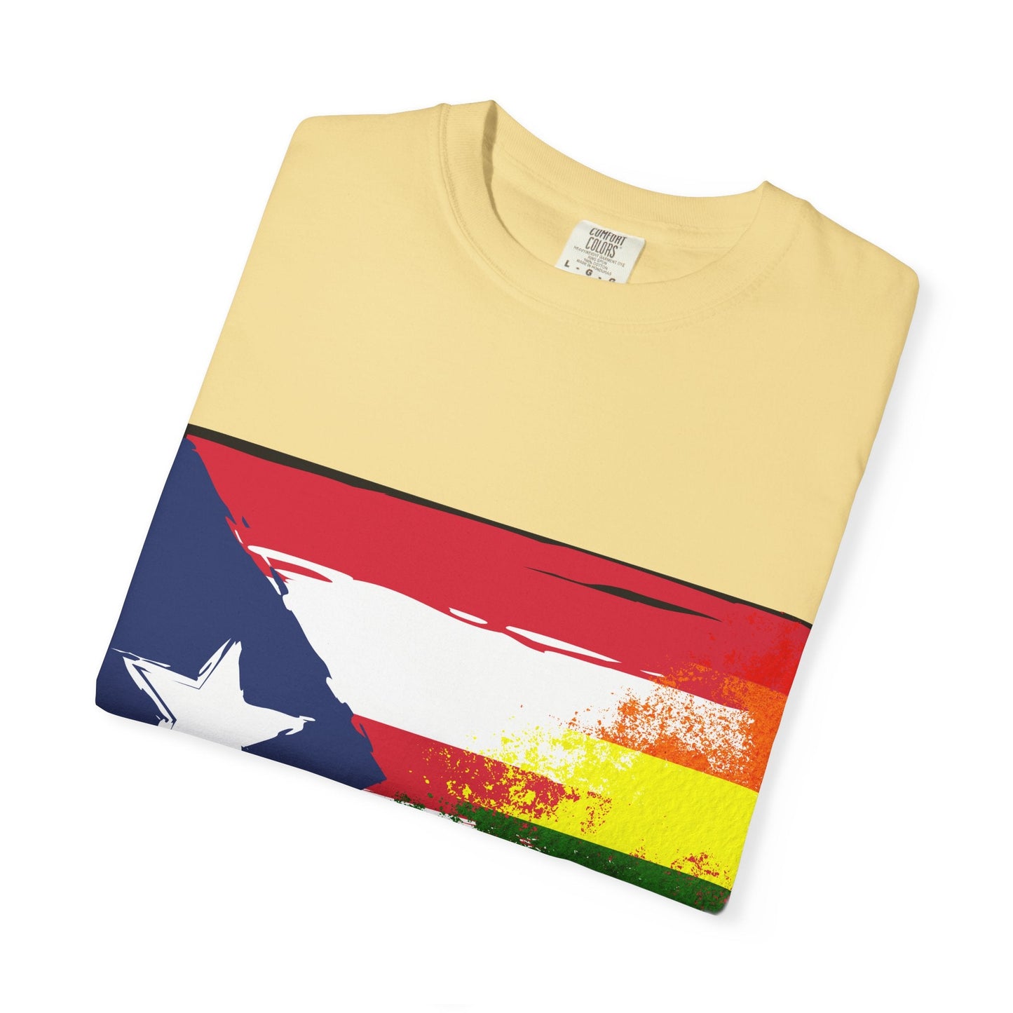 Pride - Themed Unisex Garment - Dyed T-Shirt, Rainbow Puerto Rican Flag Tee, LGBTQ+ Celebration Shirt, Bright & Colorful Pride Attire, [...] - Metamorphosis Creations