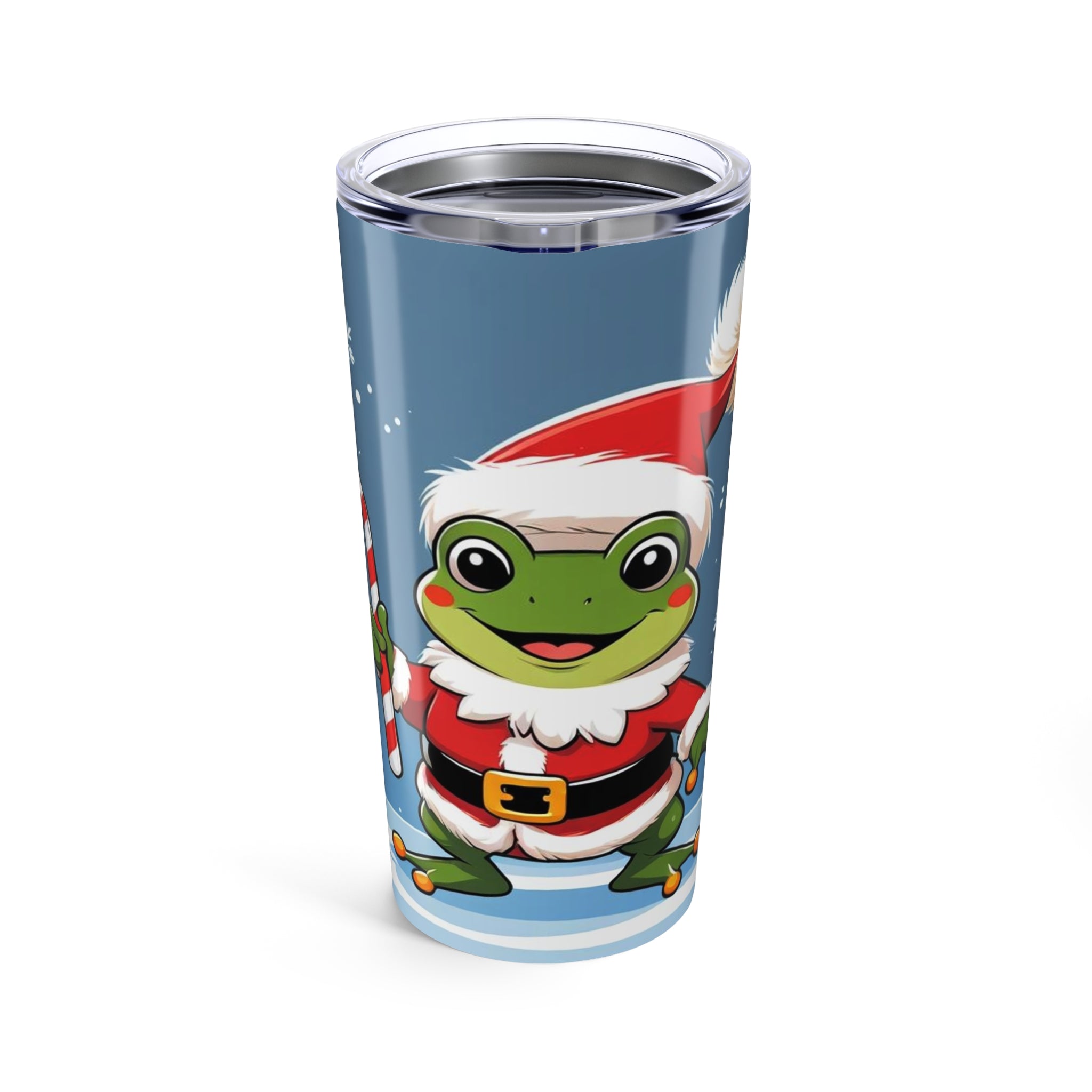 Puerto Rican Christmas Festive Frog Tumbler - 20oz Christmas Travel Mug, Holiday Drinkware, Cute Winter Gift, Santa Frog Cup, Winter Wonderland Beverage Holder - Metamorphosis Creations