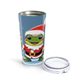 Puerto Rican Christmas Festive Frog Tumbler - 20oz Christmas Travel Mug, Holiday Drinkware, Cute Winter Gift, Santa Frog Cup, Winter Wonderland Beverage Holder - Metamorphosis Creations