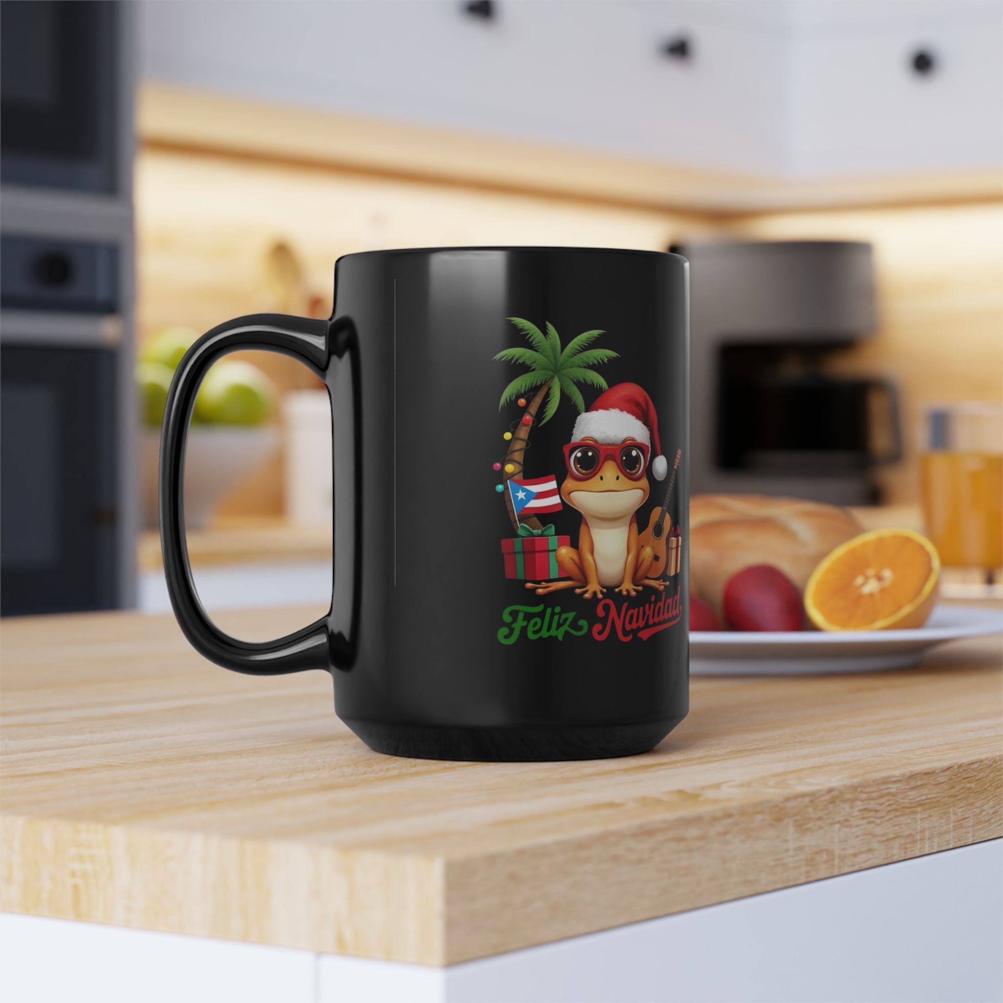 Puerto Rican Christmas Frog Mug with Santa Hat, Festive Holiday Drinkware, Cute Coffee Cup, Gift for Friends, Xmas Decor - Metamorphosis Creations