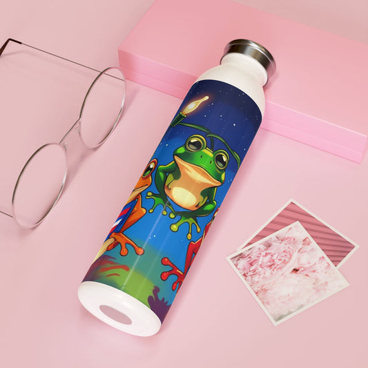 Puerto Rican Christmas Frog - Themed Slim Water Bottle, Fun Hydration for Kids, Summer Adventures, Birthday Gift, Eco - Friendly Drinkware - Metamorphosis Creations