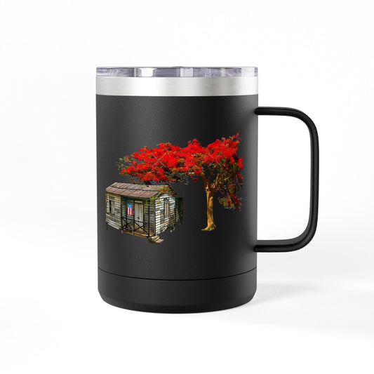 Puerto Rican Christmas Vibrant Floral Coffee Mug Tumbler, 15oz - Perfect for Cozy Mornings, Gifts for Garden Lovers, Unique Drinkware for Home - Metamorphosis Creations