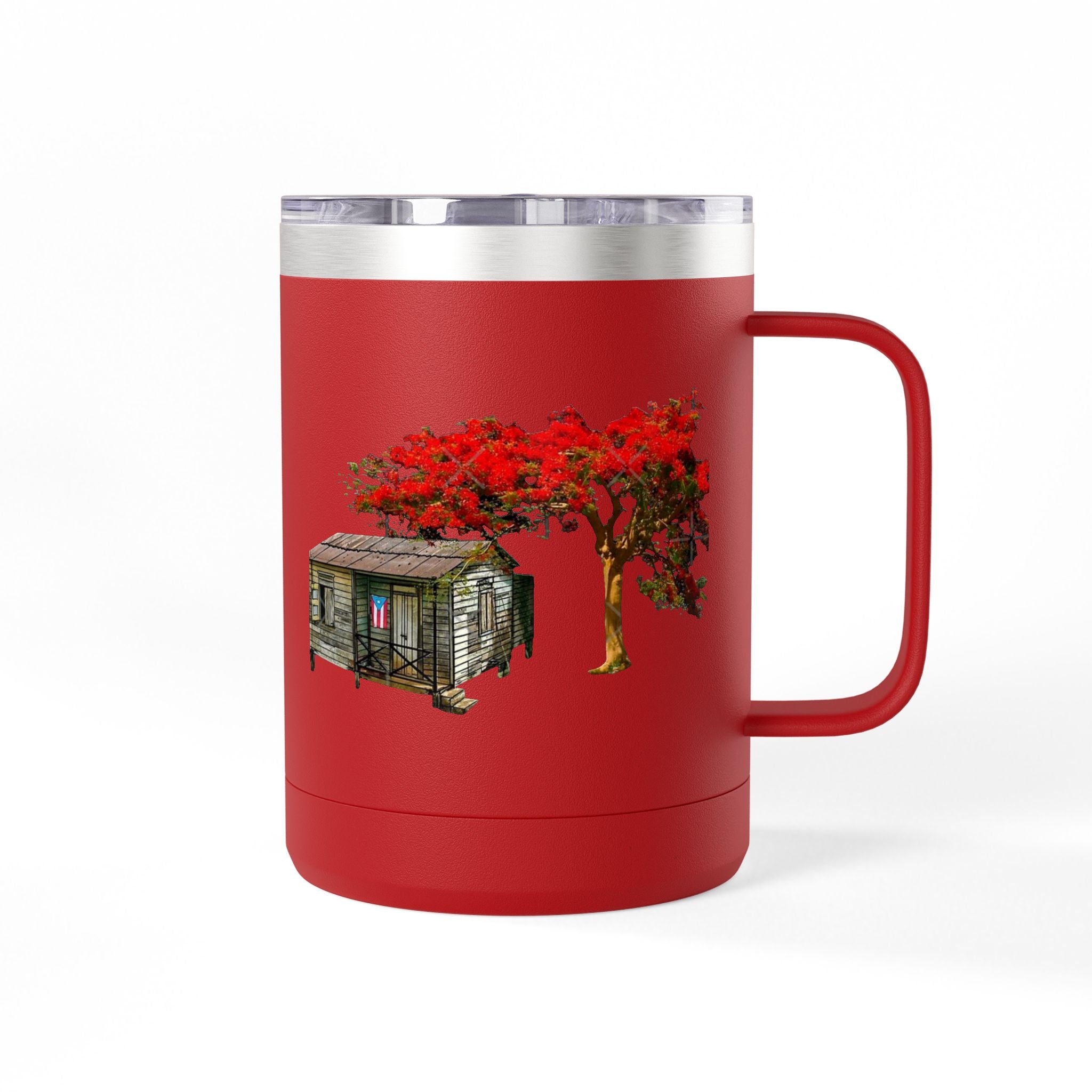 Puerto Rican Christmas Vibrant Floral Coffee Mug Tumbler, 15oz - Perfect for Cozy Mornings, Gifts for Garden Lovers, Unique Drinkware for Home - Metamorphosis Creations