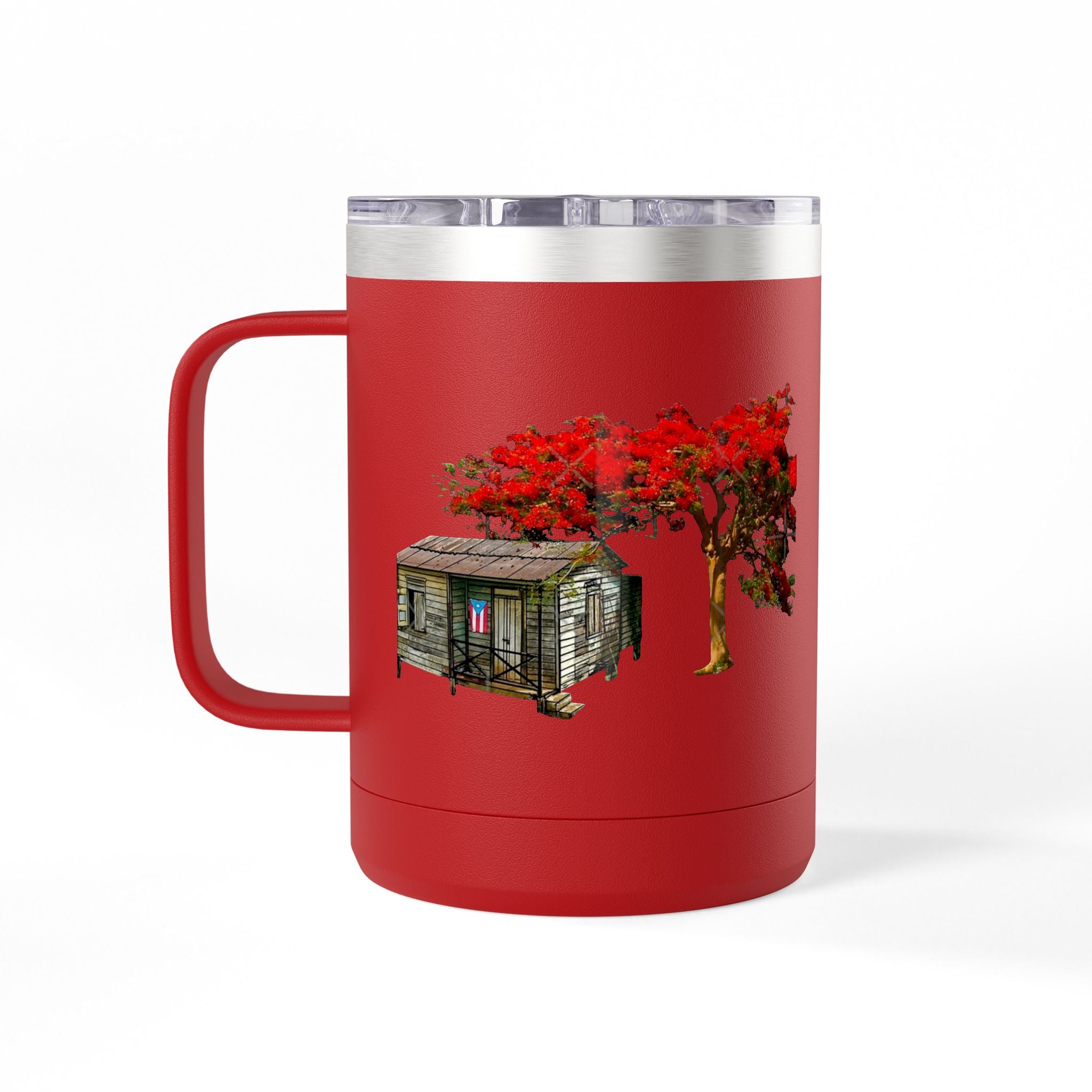 Puerto Rican Christmas Vibrant Floral Coffee Mug Tumbler, 15oz - Perfect for Cozy Mornings, Gifts for Garden Lovers, Unique Drinkware for Home - Metamorphosis Creations