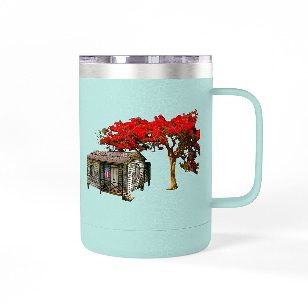 Puerto Rican Christmas Vibrant Floral Coffee Mug Tumbler, 15oz - Perfect for Cozy Mornings, Gifts for Garden Lovers, Unique Drinkware for Home - Metamorphosis Creations