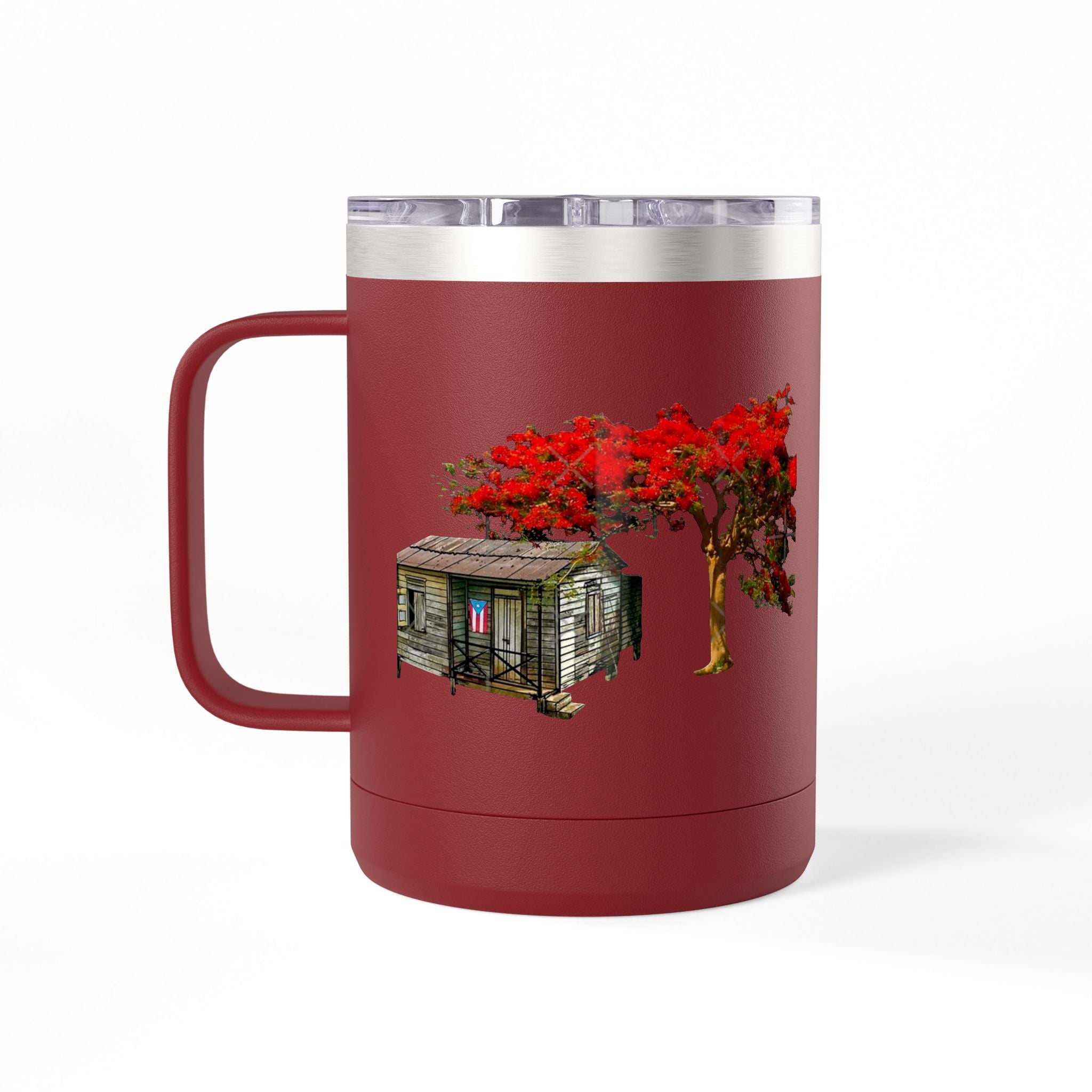 Puerto Rican Christmas Vibrant Floral Coffee Mug Tumbler, 15oz - Perfect for Cozy Mornings, Gifts for Garden Lovers, Unique Drinkware for Home - Metamorphosis Creations