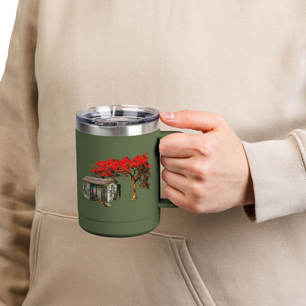 Puerto Rican Christmas Vibrant Floral Coffee Mug Tumbler, 15oz - Perfect for Cozy Mornings, Gifts for Garden Lovers, Unique Drinkware for Home - Metamorphosis Creations