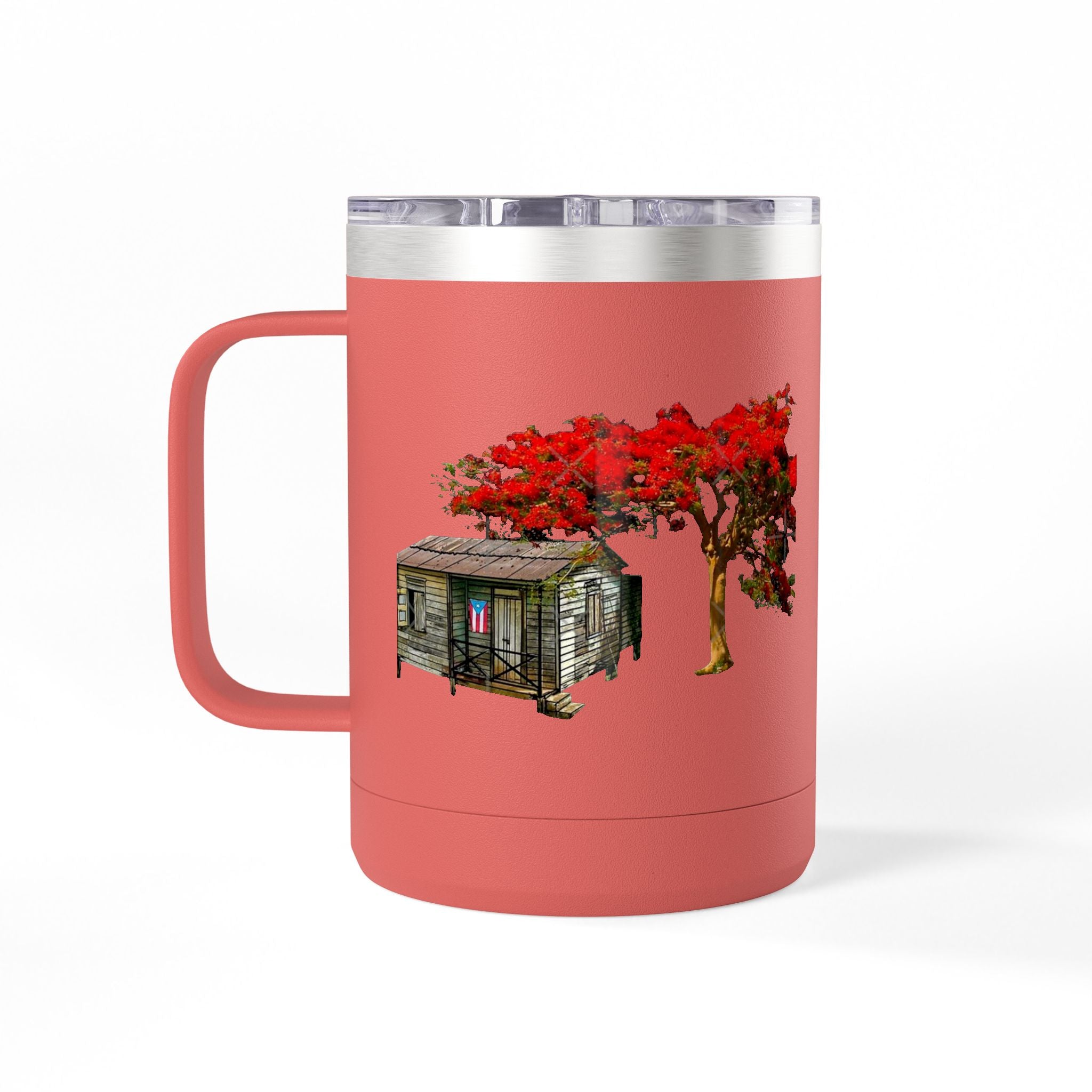 Puerto Rican Christmas Vibrant Floral Coffee Mug Tumbler, 15oz - Perfect for Cozy Mornings, Gifts for Garden Lovers, Unique Drinkware for Home - Metamorphosis Creations