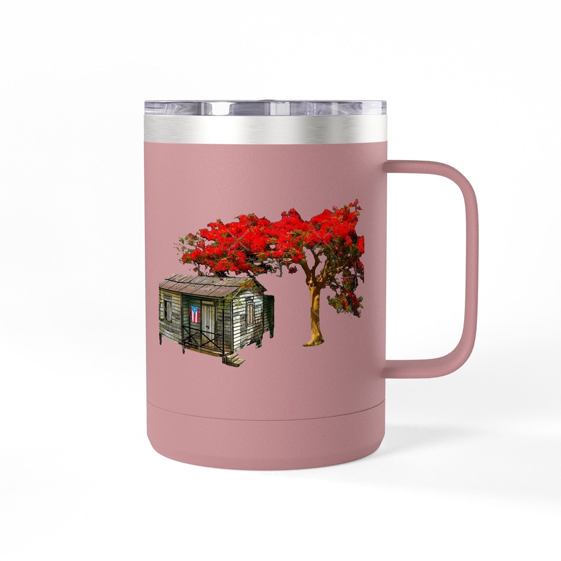 Puerto Rican Christmas Vibrant Floral Coffee Mug Tumbler, 15oz - Perfect for Cozy Mornings, Gifts for Garden Lovers, Unique Drinkware for Home - Metamorphosis Creations