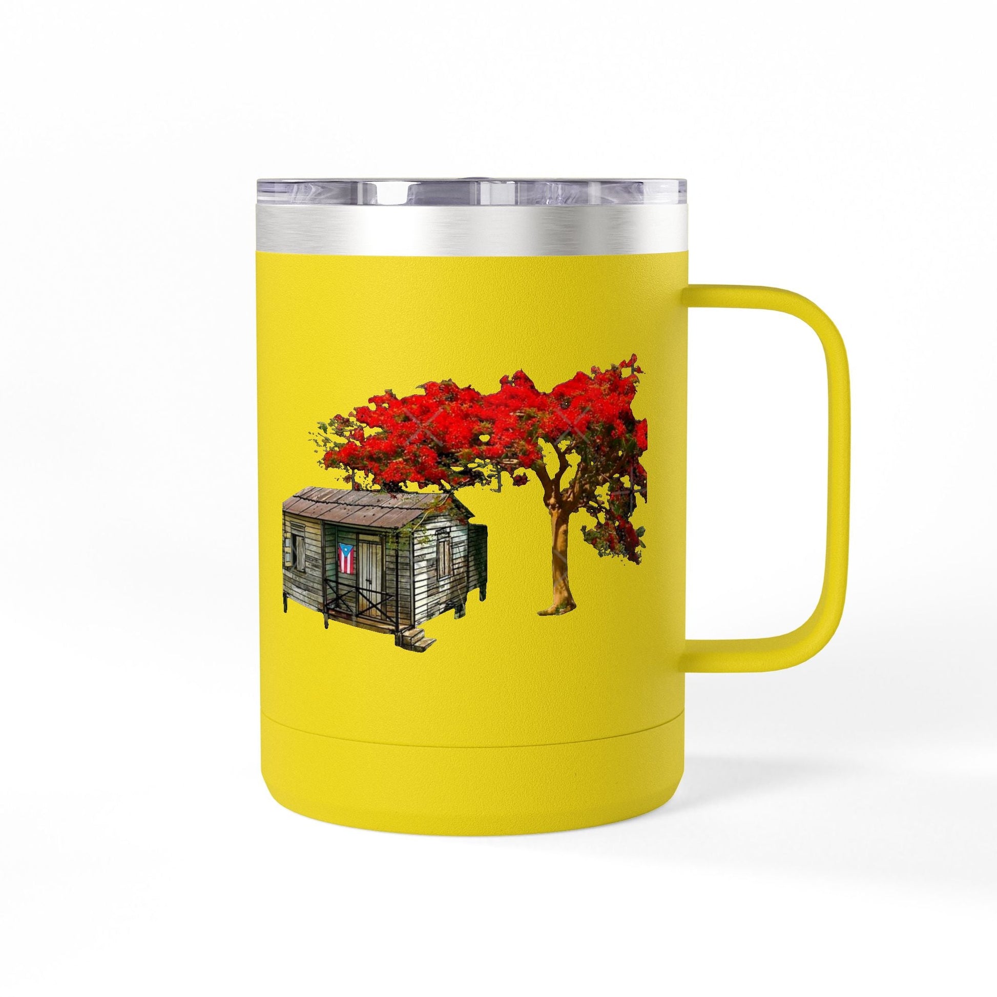 Puerto Rican Christmas Vibrant Floral Coffee Mug Tumbler, 15oz - Perfect for Cozy Mornings, Gifts for Garden Lovers, Unique Drinkware for Home - Metamorphosis Creations