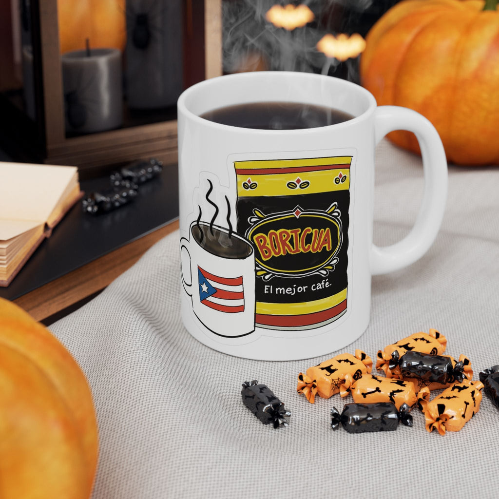 Puerto Rican Coffee Ceramic Mug - Unique Coffee Lover Gift, Fun Kitchen Decor, Home Office, Daily Use, Coffee Addict - Metamorphosis Creations