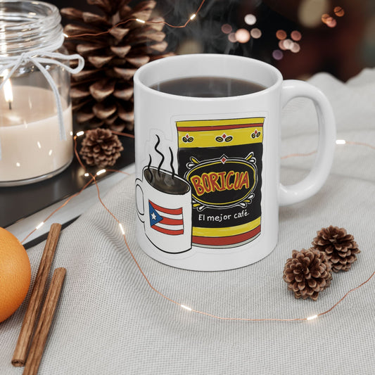 Puerto Rican Coffee Ceramic Mug - Unique Coffee Lover Gift, Fun Kitchen Decor, Home Office, Daily Use, Coffee Addict - Metamorphosis Creations