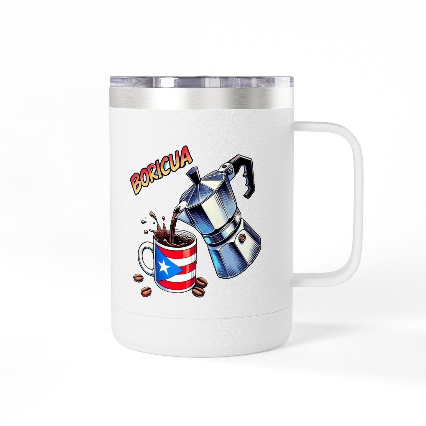 Puerto Rican Coffee Mug Tumbler, 15oz | Great Gift for Coffee Lovers, Unique Kitchen Decor, Perfect for Birthdays & Holidays - Metamorphosis Creations