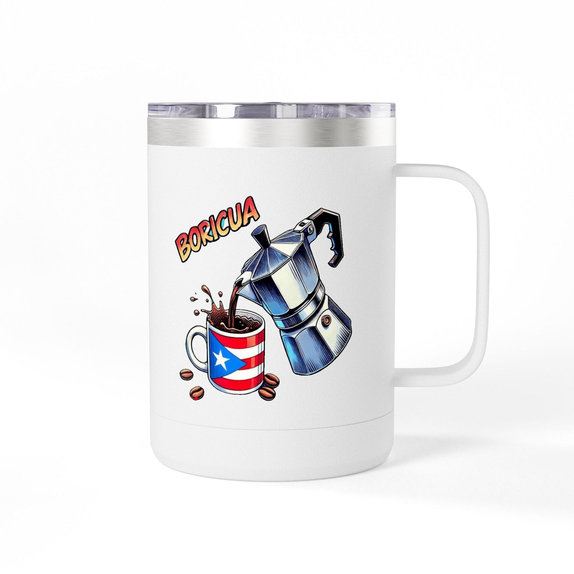Puerto Rican Coffee Mug Tumbler, 15oz | Great Gift for Coffee Lovers, Unique Kitchen Decor, Perfect for Birthdays & Holidays - Metamorphosis Creations