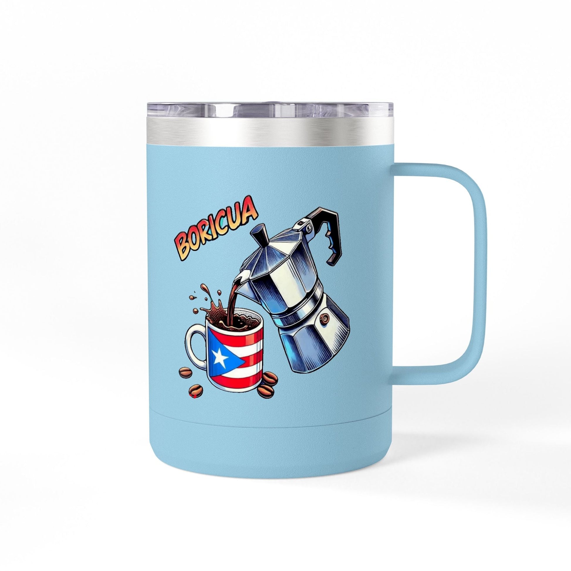 Puerto Rican Coffee Mug Tumbler, 15oz | Great Gift for Coffee Lovers, Unique Kitchen Decor, Perfect for Birthdays & Holidays - Metamorphosis Creations